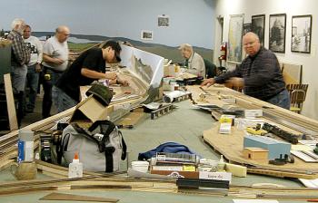Clubmembers working on cork